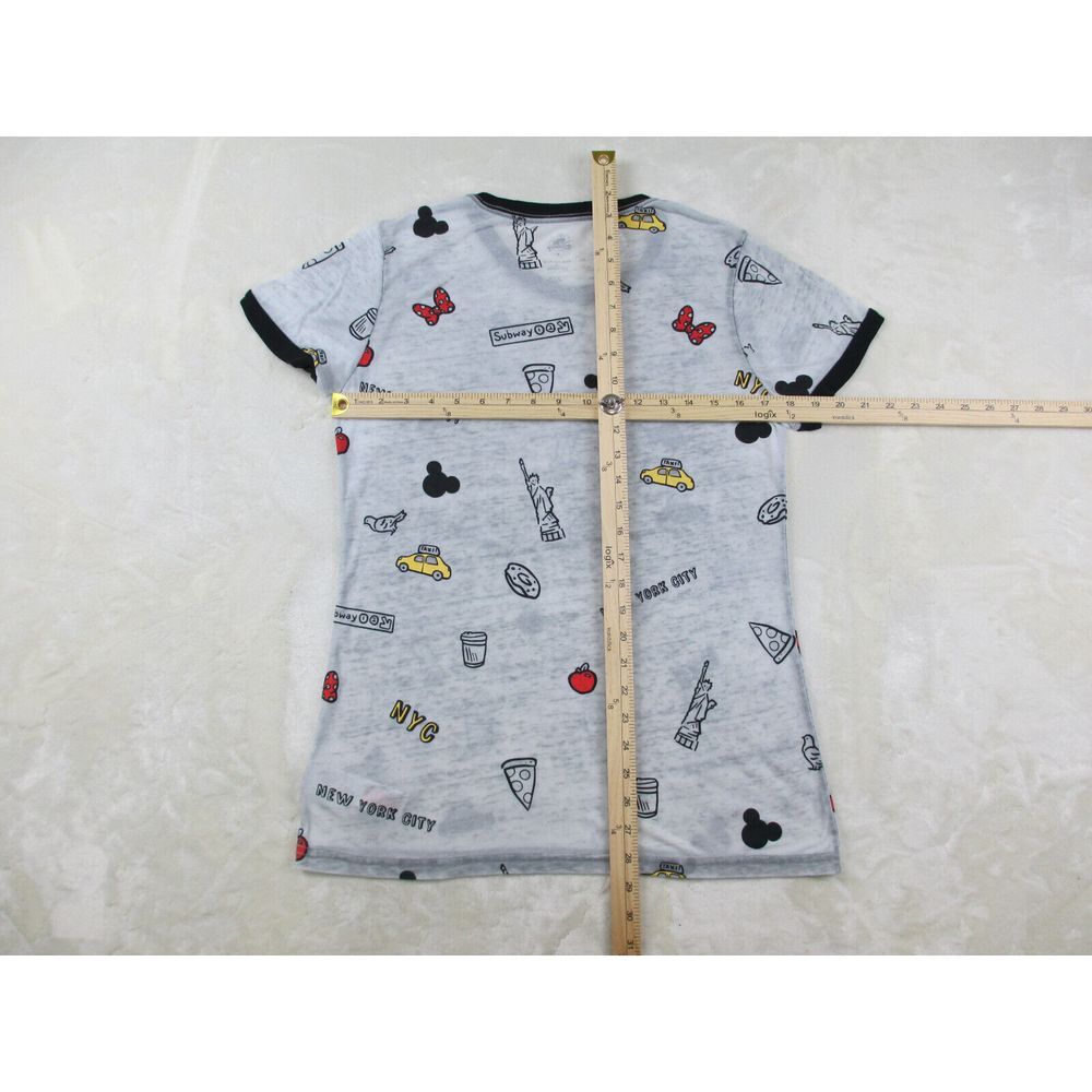 Disney Shirt Womens Medium Gray Mickey All Over Print New York City Sheer* - Picture 5 of 8
